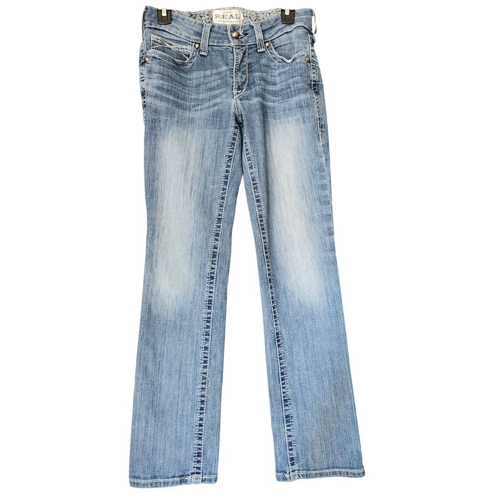 Ariat REAL Denim Women's Jeans 28S 28x30 Mid Rise Straight‎ Blue Stretch Western